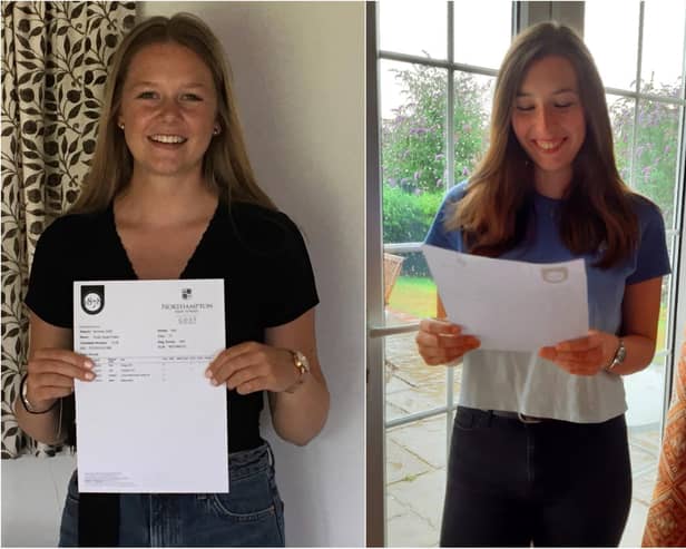 Emily Potter (left) and Lucy Ward (right) were among those from the school who received their grades today.