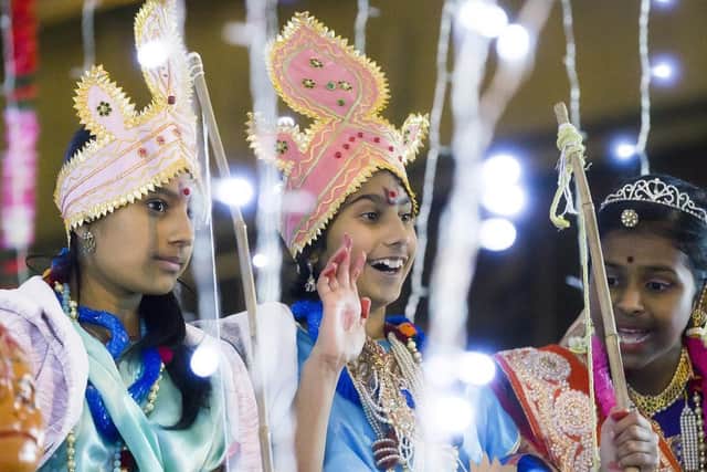 Children in the Diwali parade in Northampton in 2018