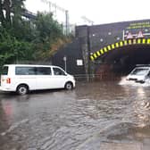 Motorists faced flash flooding in Northampton Road, Kettering this afternoon.