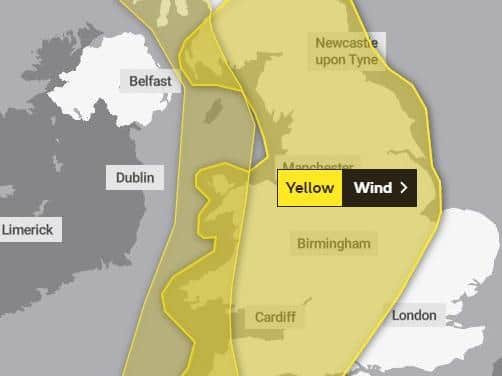 The Met Office's Friday weather warning.