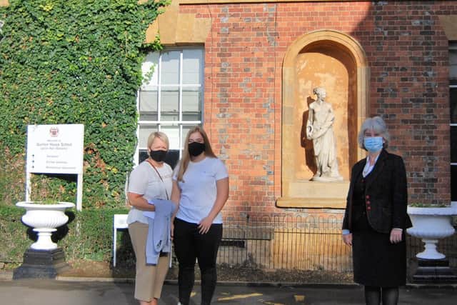 Quinton House School principal Jo Storey with a GCSE student and her mother