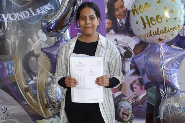 Weston Favell Academy student Muniba Chowdhury, who earned seven grade 9s and an 8 in her GCSEs