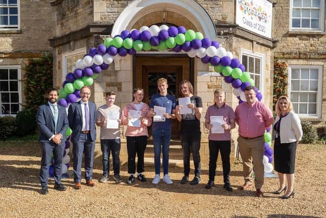 Cambian Potterspury Lodge School students and staff after the special school recorded its best-ever GCSE results