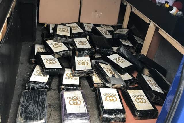 The stash of 45 1kg blocks of cocaine, worth £5.7 million, found in Nabil Chaudhry's van by police. Photo: Metropolitan Police