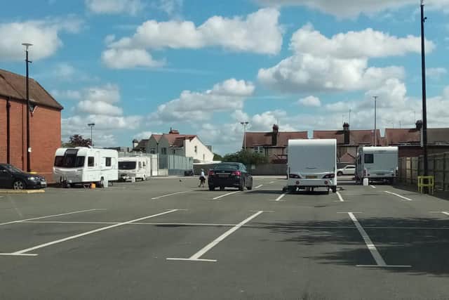 Caravans have been set up in Asda's car park.
