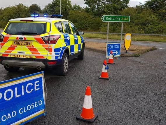 The A43 was closed following the incident. Picture: Northants Police