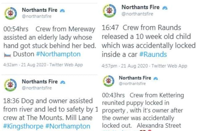 A selection of the calls answered by fire crews over the last few days