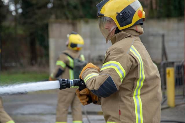 One of Northants' on-call firefighters is put through their paces in training