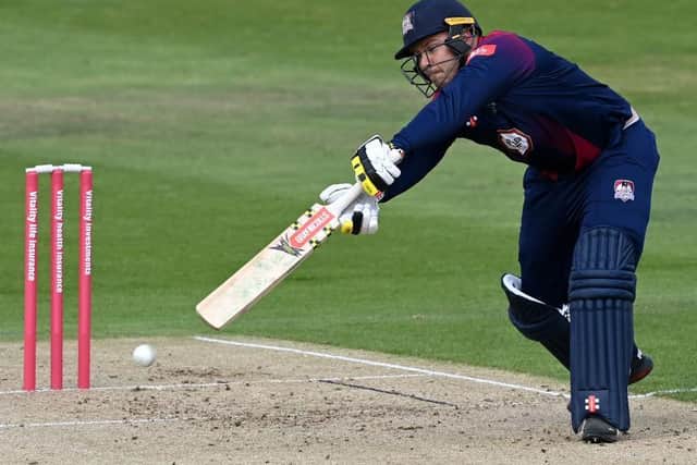 Adam Rossington hits a four on his way to a half-century for the Steelbacks against Somerset