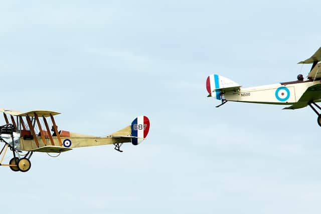 The plane piloted by Mr Boddington just moments before it plummeted to the ground