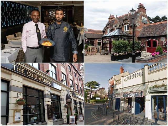 A selection of the businesses extending the Eat Out to Help Out discount. (Clockwise from top left) Saffron general manager Rana Rahman and executive chef Bodrul Islam, Brampton Halt in Chapel Brampton, The Picturedrome in Kettering Road, Northampton, and The Cordwainer in The Ridings, Northampton. Photos: JPIMedia, UGC and Google