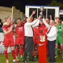 Kettering Town celebrate their Hillier Senior Cup success in 2018