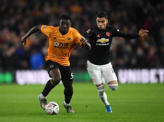 Benny Ashley-Seal in action for Wolves in their FA Cup tie with Manchester United in January