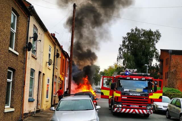 Flames engulfed the vehicle at about 8.25 on Monday morning. Photo: petecobbe.com
