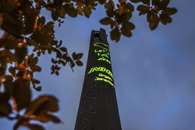 The National Lift Tower is being lit up from Monday through to Wednesday evening with the message 'let’s talk about it'. This is to tie in with the national campaign urging the public to make their end of life choices known to their loved ones and, ideally, register these decisions on the Organ Donor Register.