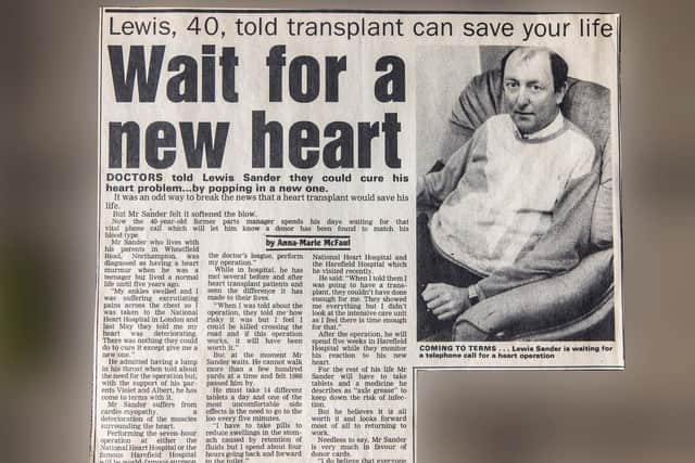 Lewis was featured in the Chronicle & Echo back in 1990 when he was awaiting a new heart.