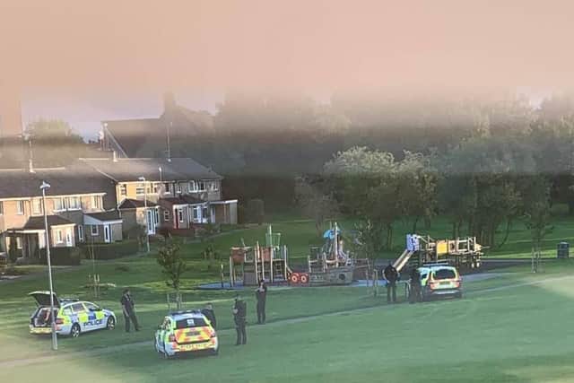 Police in Corby last night (Tuesday)