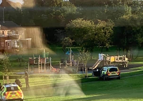 Police in Corby last night (Tuesday)