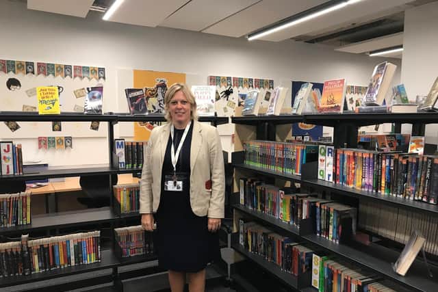 Headteacher at Northampton International Academy, Dr Jo Trevenna, in one of the spaces converted to accommodate extra pupils.