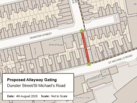 A map showing where the alleyway lies.