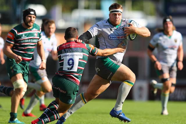 Paul Hill scored an eye-catching try for Saints at Welford Road