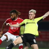 Ryan Watson challenges for the ball against Kasey Palmer. Picture: Pete Norton