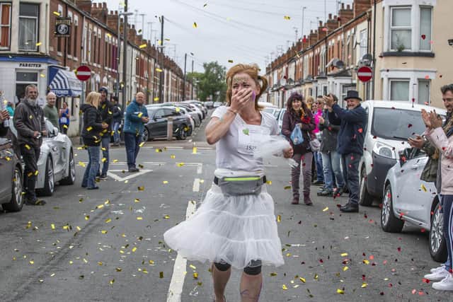 Chantelle Esposito should have been tying the knot to her fiance but instead she celebrated raising £815 for NGH by using her wedding props as part of her effort to race the distance of two London Marathons for charity.
