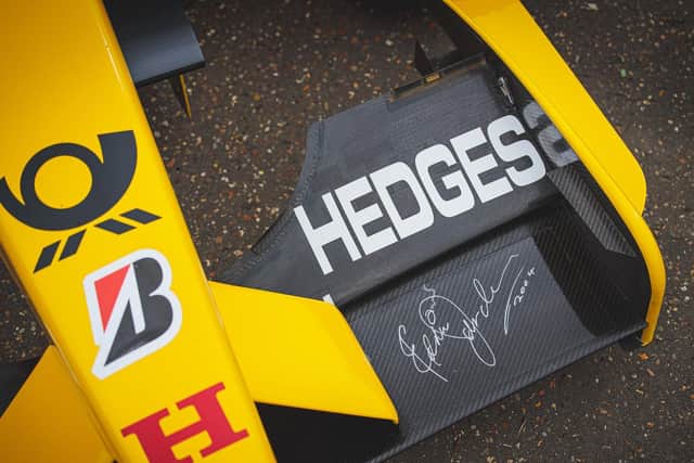 The car has been signed by Jordan F1 team owner and broadcaster, Eddie Jordan. Photo: The Market