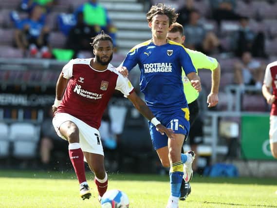 Ricky Korboa in action on his Cobblers debut.
