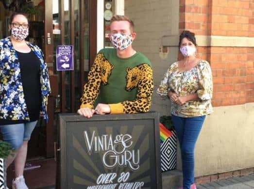 Staff at Vintage Guru in Northampton wearing face masks