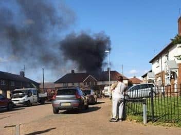 The fire caused thick clouds of smoke