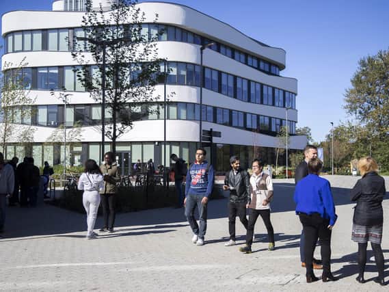 About 12,000 students and 2,000 staff are based at the Waterside Campus, which opened in September 2018. Picture by Kirsty Edmonds before lockdown.