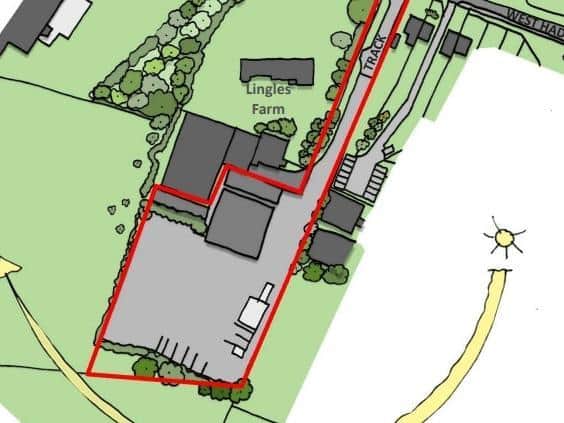 A sketch in the planning papers outlines the site and where the new homes will go.