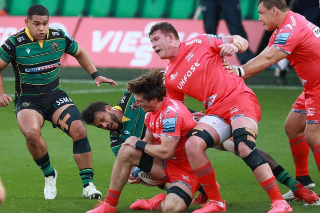 Courtney Lawes landed awkwardly during Tuesday's game at Franklin's Gardens