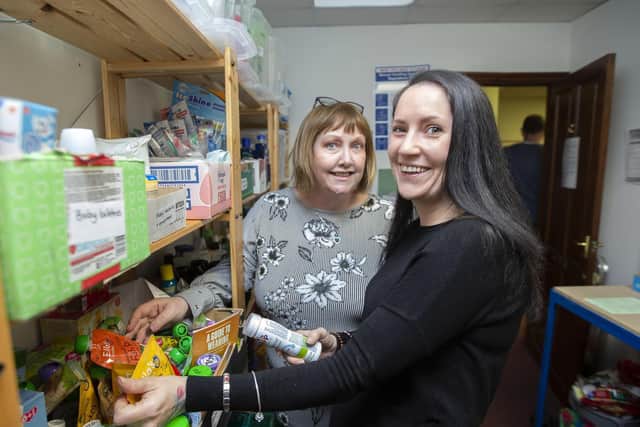 Anne Woodly and volunteer Gemma Carter pictured in 2019 at Weston Favell Food Bank (file picture).