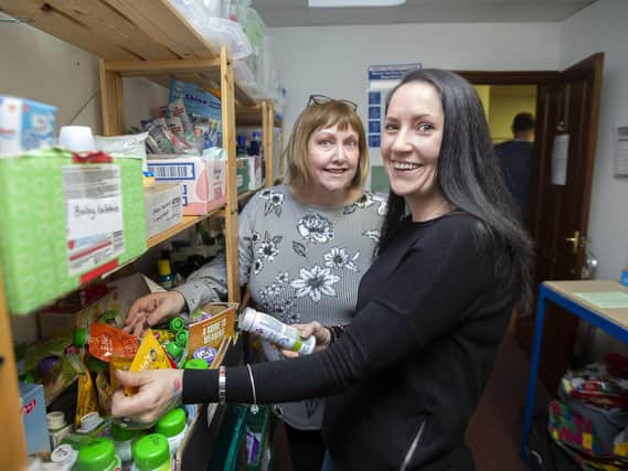 Anne Woodly and volunteer Gemma Carter pictured in 2019 at Weston Favell Food Bank (file picture).