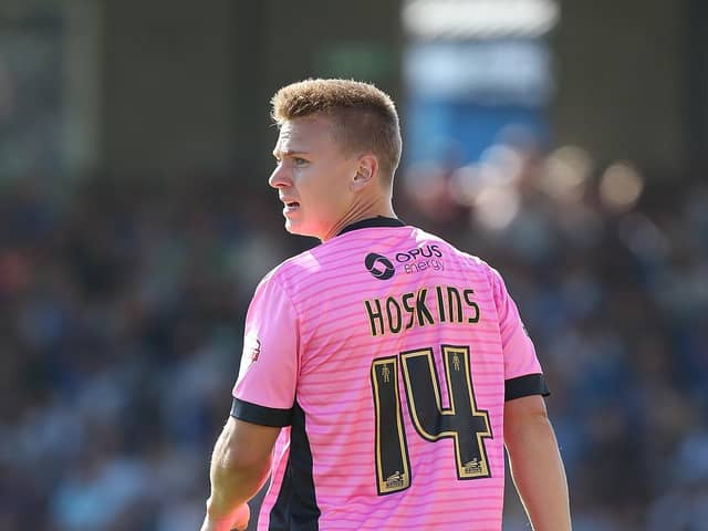 Sam Hoskins during his Cobblers debut at Bristol Rovers in August, 2015 - he is set to make his 200th appearance for the club at the Memorial Stadium on Saturday