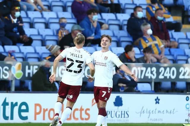 Sam Hoskins scored his 33rd goal for the Cobblers in the recent win over Shrewsbury Town