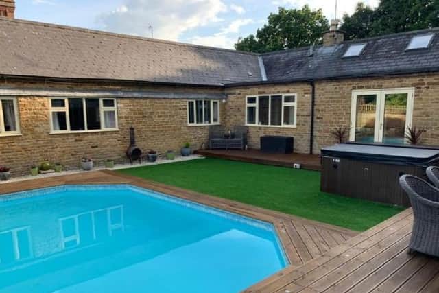 Stoneacres, which is on the market for just under £900,000, has a heated swimming pool, a tree house and a cinema room.
