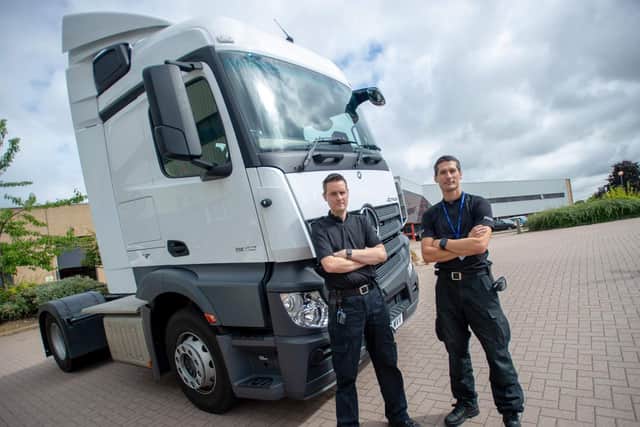 Dave Lee and colleague Rob Monk alongside one of the Highways England 'Supercabs'