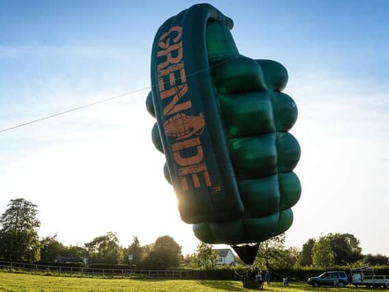Keep a look out overhead on Sunday for the grenade-shaped balloon