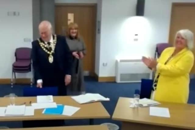 Councillor Bagot-Webb is invested as the final chairman for South Northamptonshire Council.