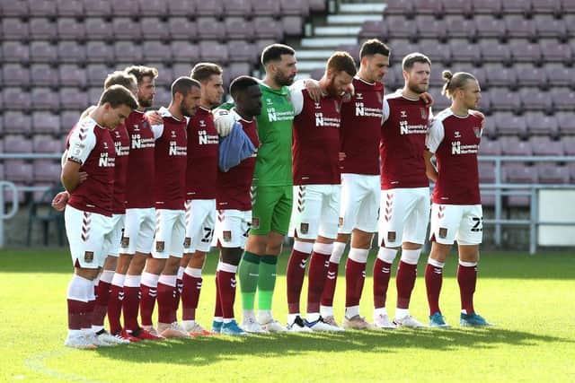 There was a minute's silence prior to the game in memory of Tommy Robson, who passed away on Thursday. Robson played for both the Cobblers and Peterborough United
