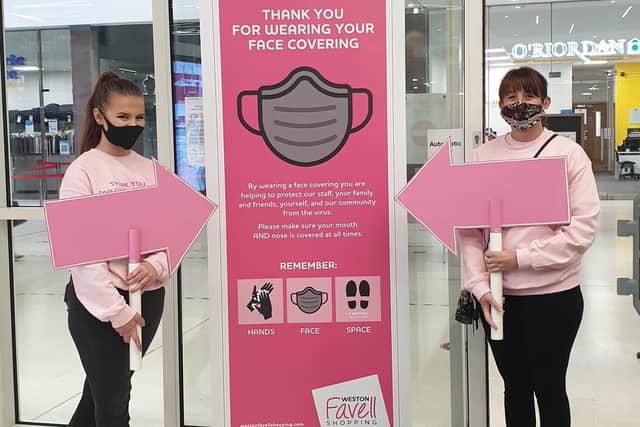 Weston Favell Shopping centre has employed pink patrollers, who walk around the store and ensure shoppers are wearing masks and social distancing.