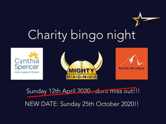 The charity night was postponed during lockdown but will now take place on Sunday October 25