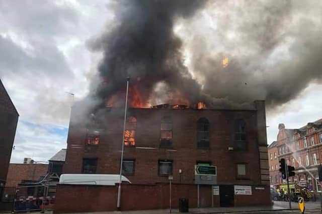 The building on the corner of Abington Street and York Road went up in flames in June 2018