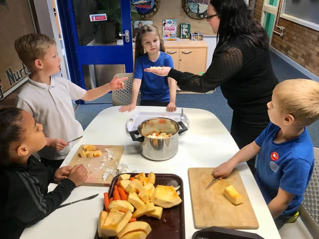 The children made the soup from scratch.