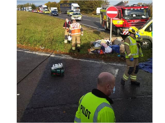 The scene on the A14 following Friday morning's smash. Photo: Northants Police Serious Collision Investigation Unit