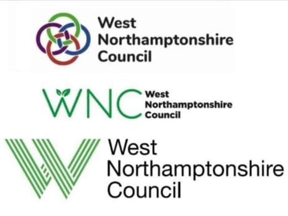 The three different designs that could potentially become the first logo of the new West Northamptonshire Council.