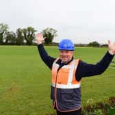 Site manager Wayne in front of the cricket pitch at The Wickets in Earls Barton